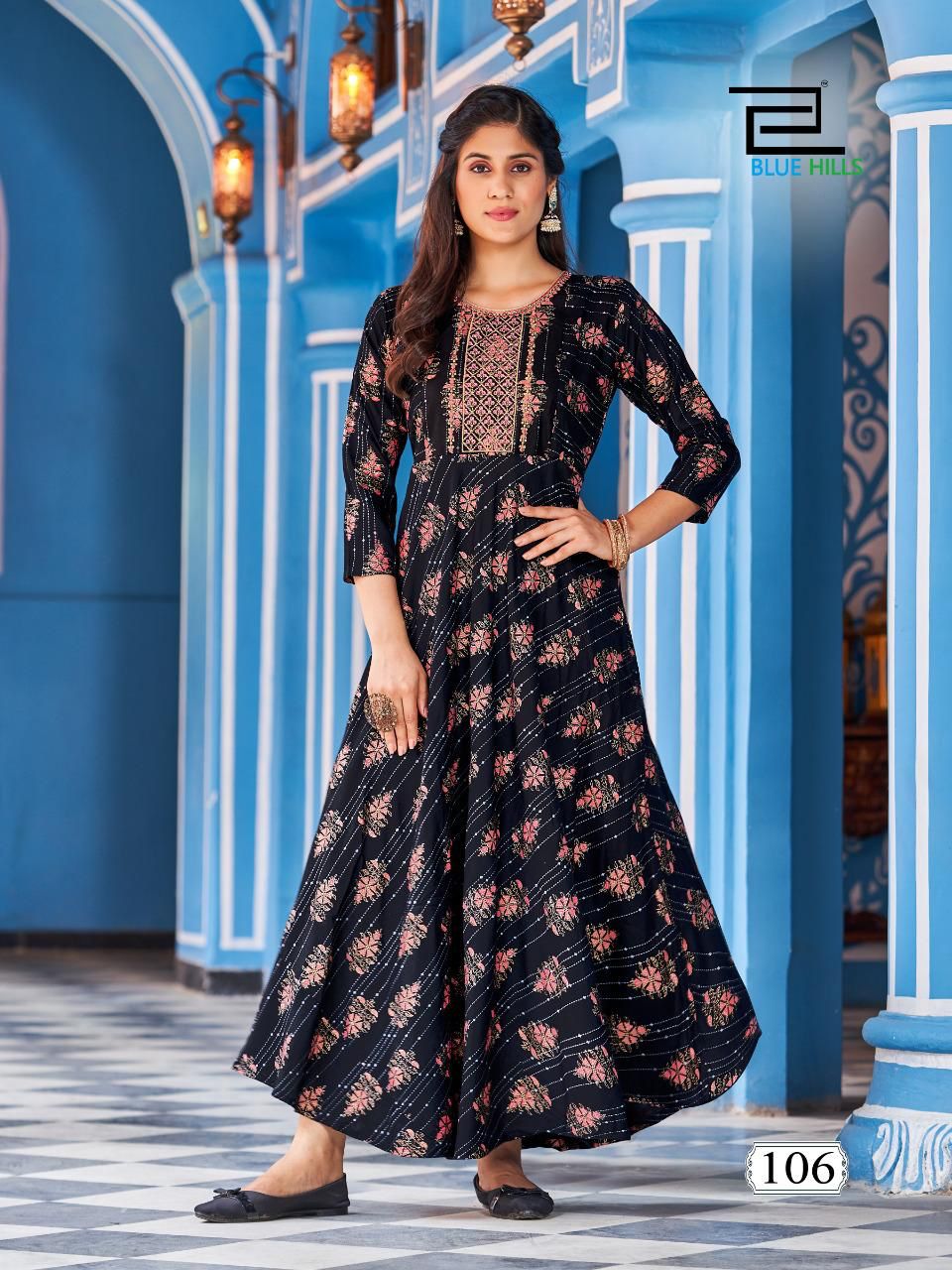 Blue Hills Lotus 101 Wholesale Long Anarkali Kurti Collection	